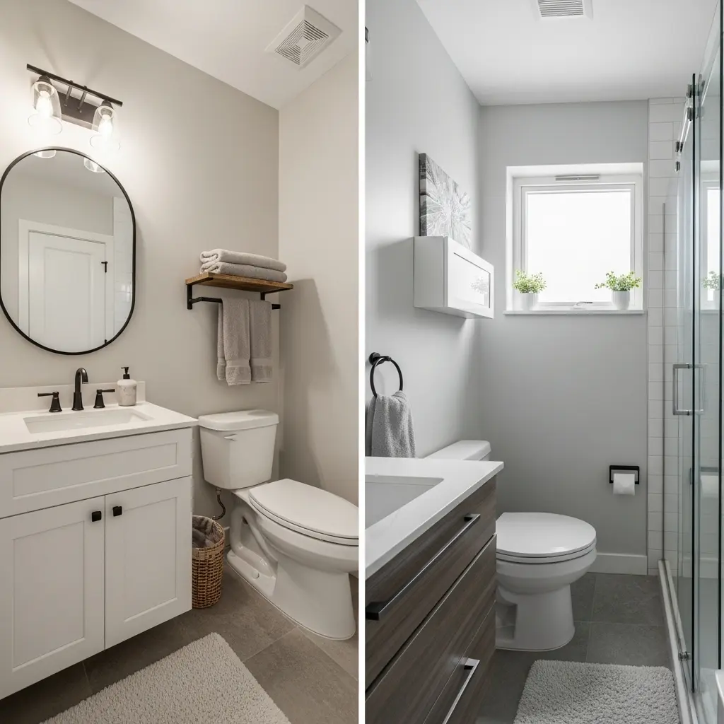 Modern small bathroom remodel with space-saving design ideas