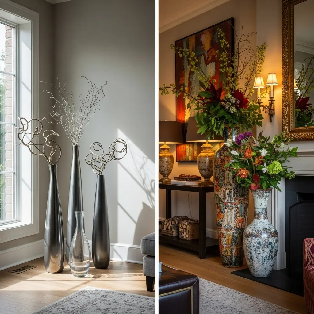 Tall Floor Vases to Make a Living Room