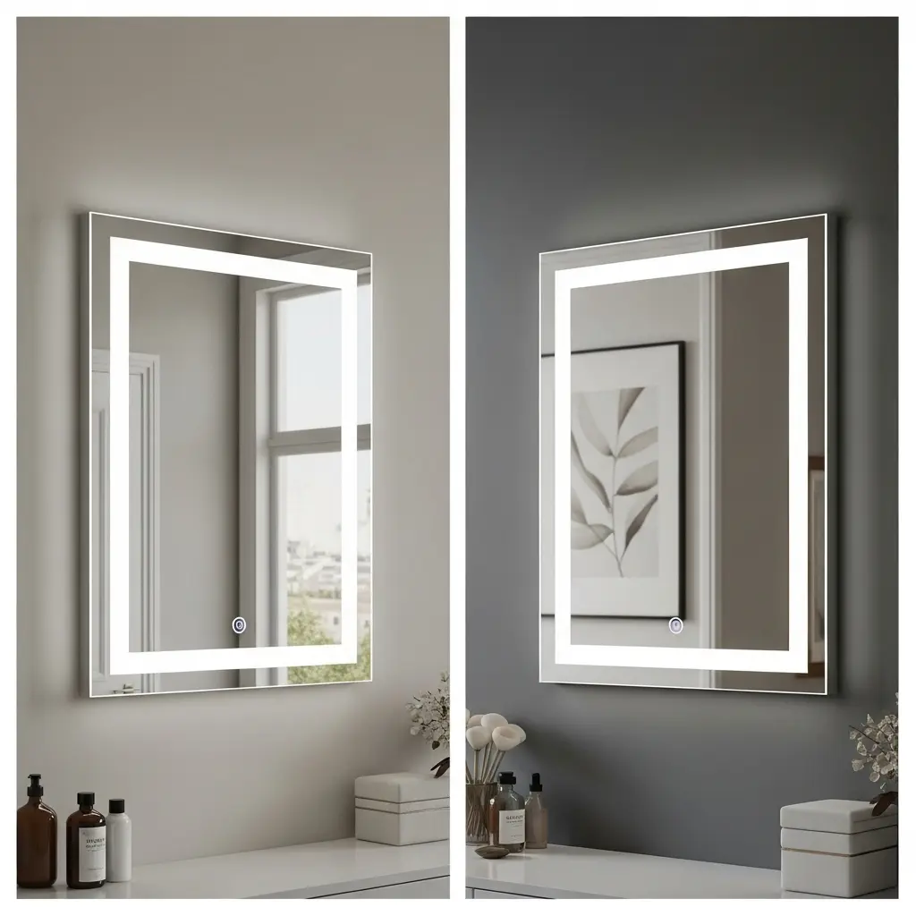 Wall-mounted makeup mirror with LED lights for perfect illumination