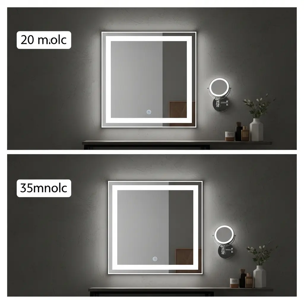 Adjustable wall-mounted vanity mirror with built-in lighting