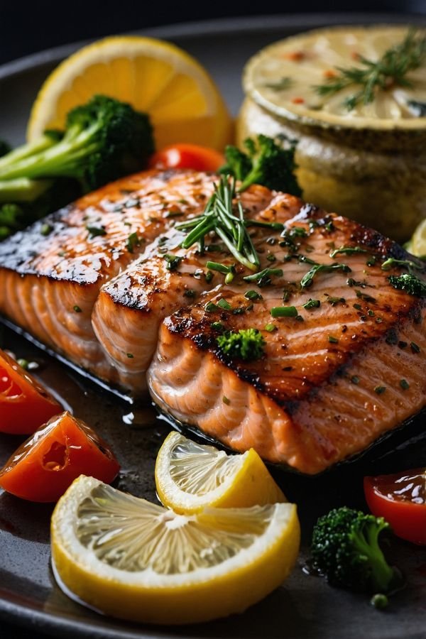 Grilled Salmon with Steamed Vegetables