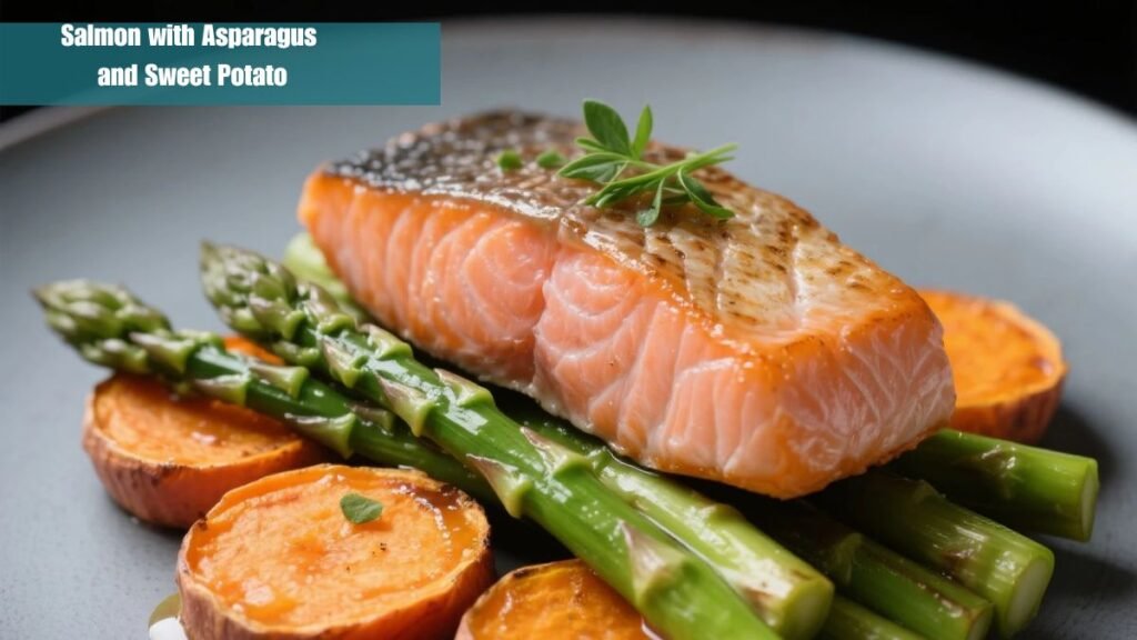 Salmon with Asparagus and Sweet Potato
