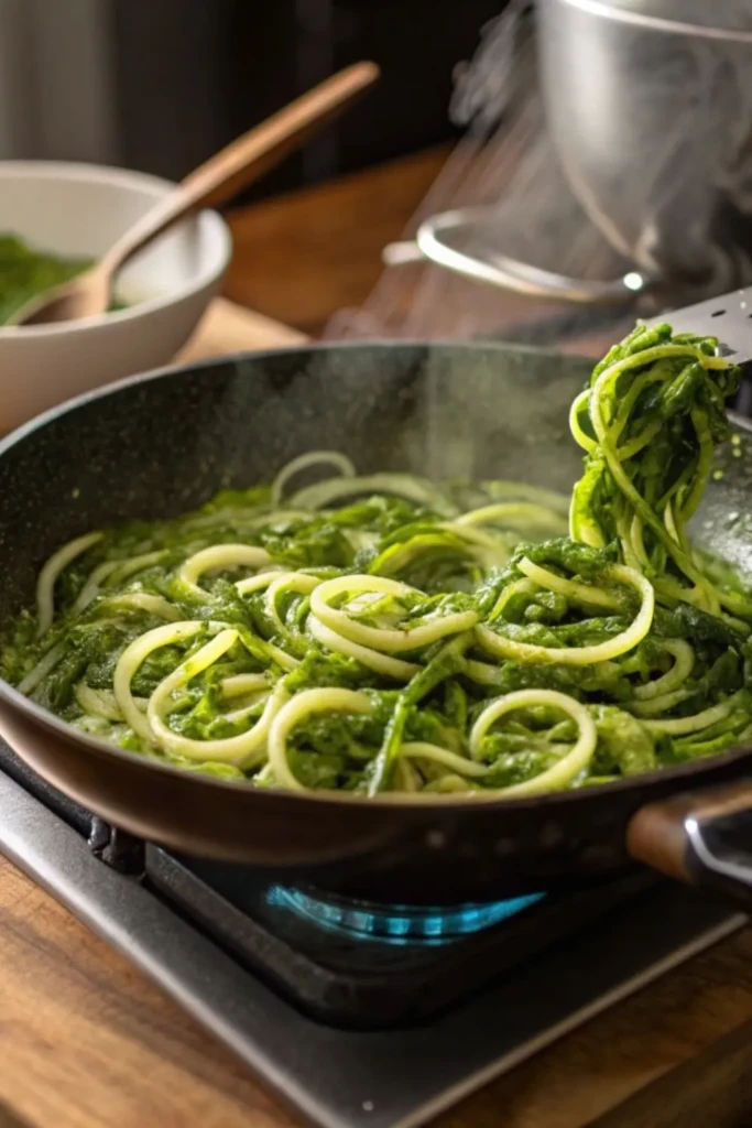 How to make  Zucchini Noodle Pesto Bowl 