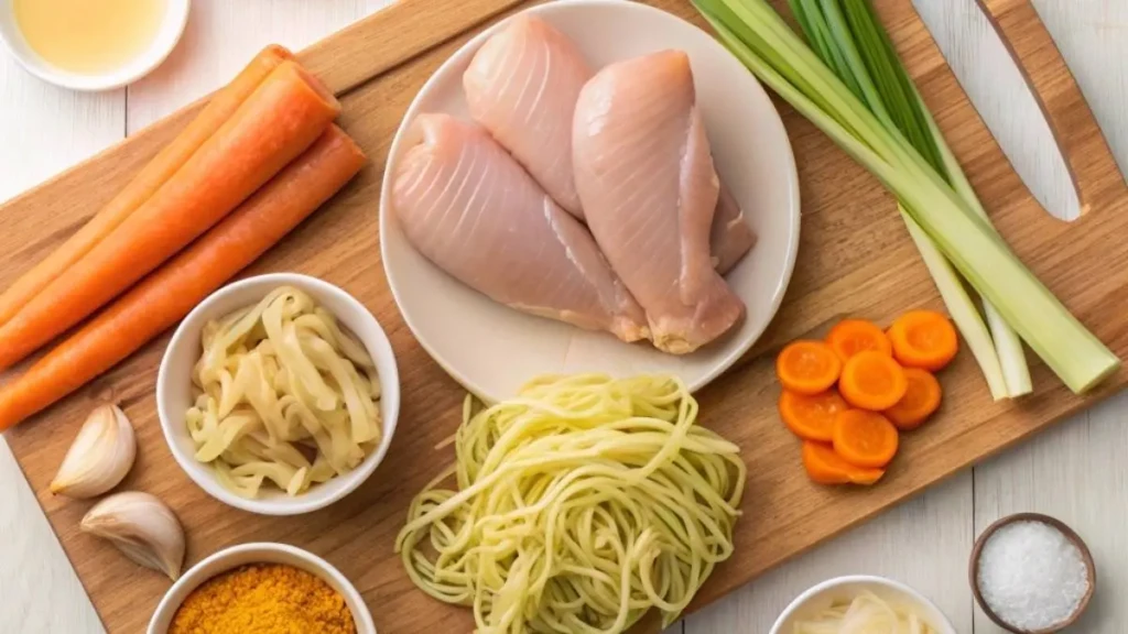 Ingredients for Chicken Curry Noodle Soup 