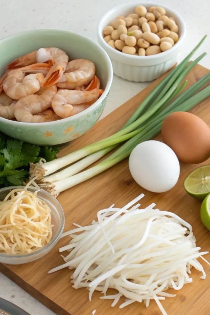 Ingredients for Healthy Shrimp Pad Thai 