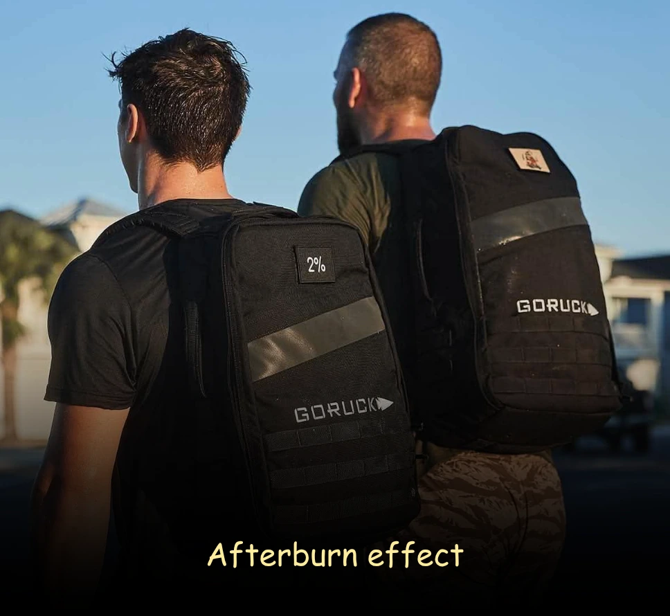 Rucking vs Walking Which Burns More Fat afterburn effect comparison showing higher calorie burn after rucking vs walking workout