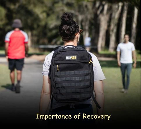 Importance of recovery in a rucking training plan showing rest day and muscle repair concept