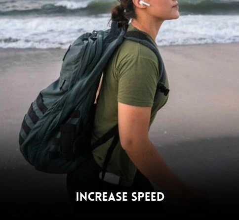 Rucking for Women: Benefits, Tips, and Training Guide showing how to increase rucking speed using interval walking techniques