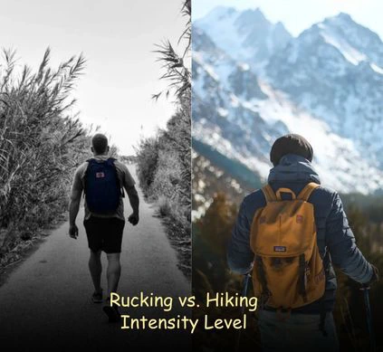 Rucking vs Hiking: 10 Key Differences Explained – high intensity rucking workout vs low to moderate intensity hiking comparison
