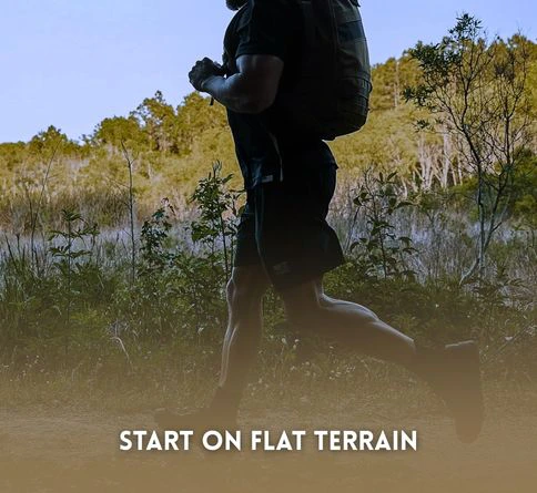 To start rucking for beginners, the step 3- Start on Flat Terrain