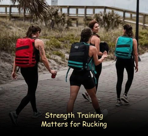 Strength training for rucking showing squats and deadlifts to build endurance and stability