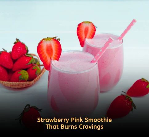 Strawberry pink gelatin smoothie blend for weight loss low calorie drink to reduce cravings and support appetite control