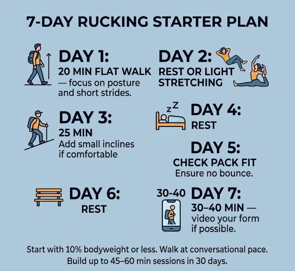 Is Rucking Bad for Your Knees? 7 day beginner rucking plan for safe progression and knee friendly training
