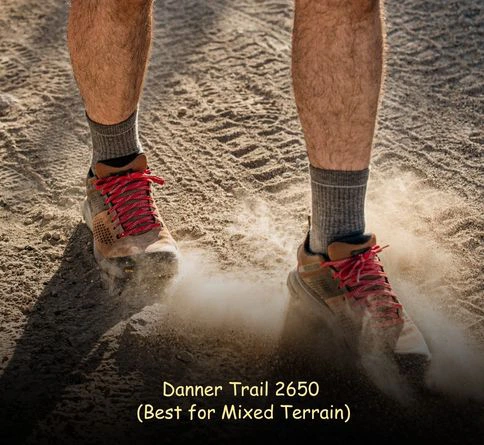 Best Shoes for Rucking Beginners for mixed terrain Danner Trail 2650 lightweight trekking shoe for pavement and trail use