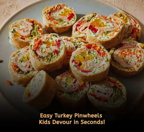 Turkey and cheese pinwheels rolled in tortillas, perfect mess-free picnic food for kids.