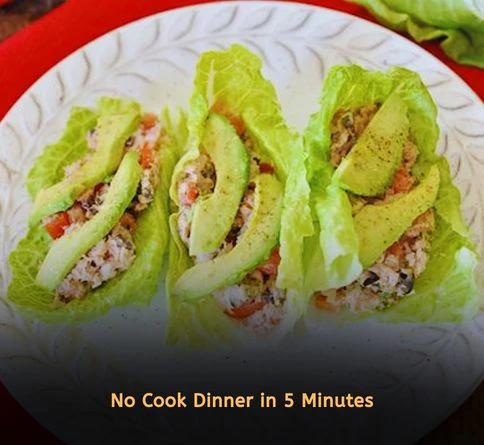 Avocado tuna salad lettuce wraps as a quick no cook summer dinner recipe