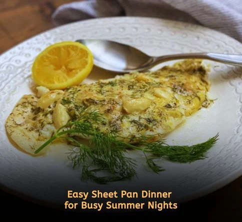 Sheet pan lemon dill cod with asparagus and fresh lemon slices