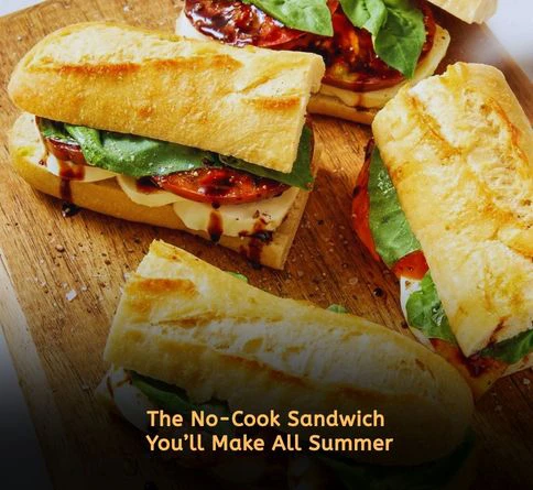 Italian Caprese sub sandwich with mozzarella, tomatoes, basil, and pesto on fresh bread