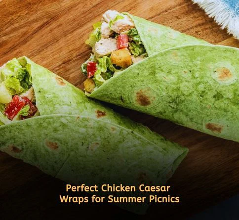 cold chicken caesar wraps wrapped for picnic lunches outdoors