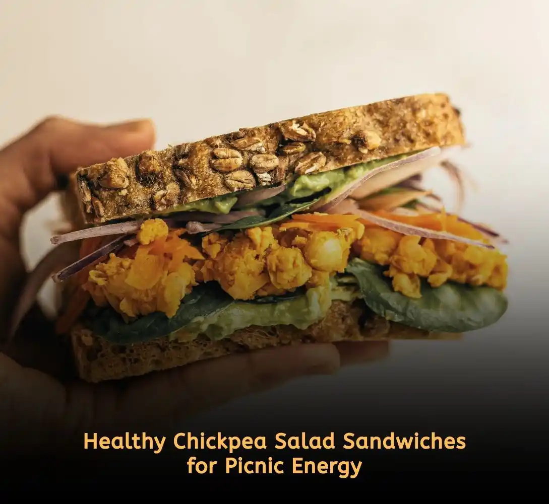 Chickpea salad sandwich for vegetarian easy picnic food ideas