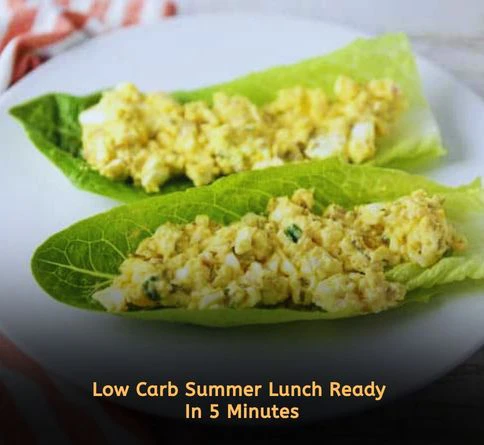 Egg salad lettuce boats topped with paprika for quick low carb summer lunch recipes