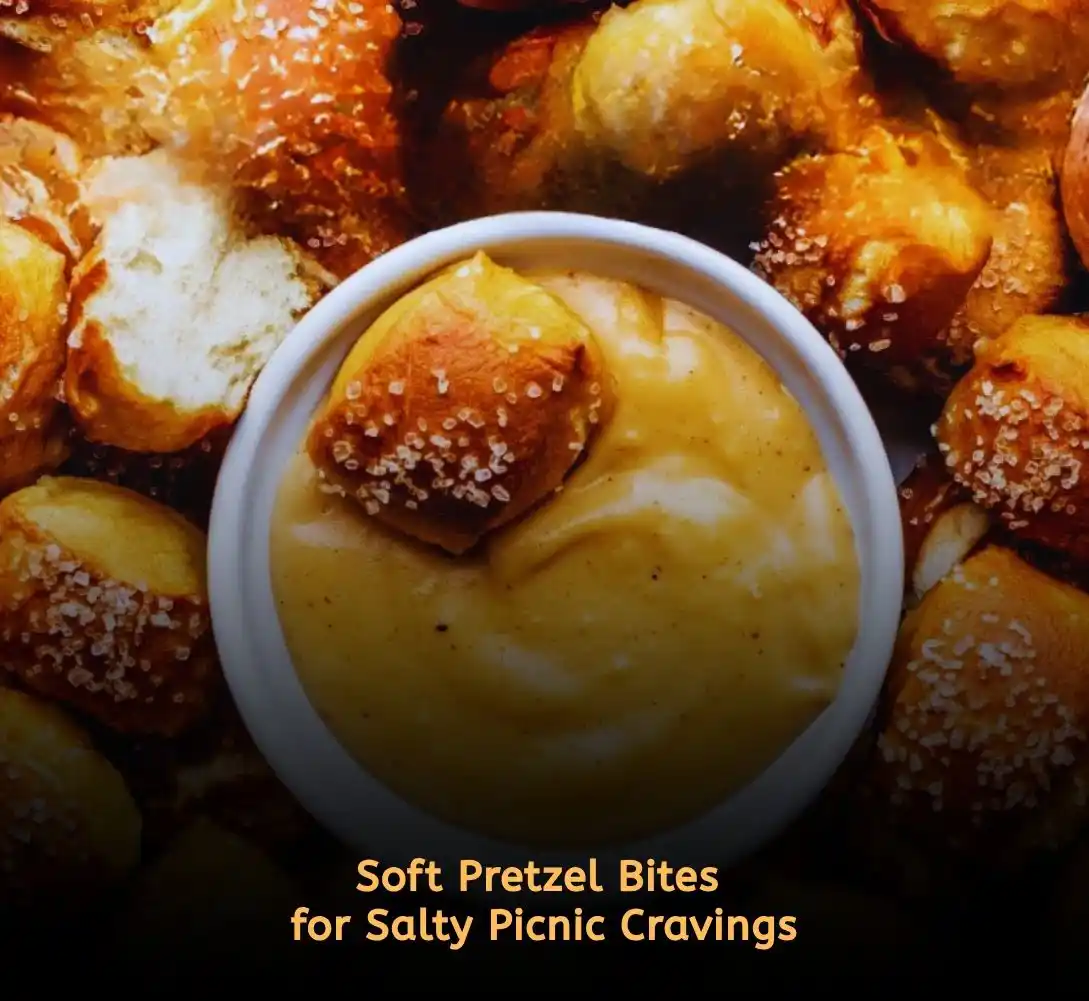 Soft pretzel bites with mustard dip for easy picnic snacks
