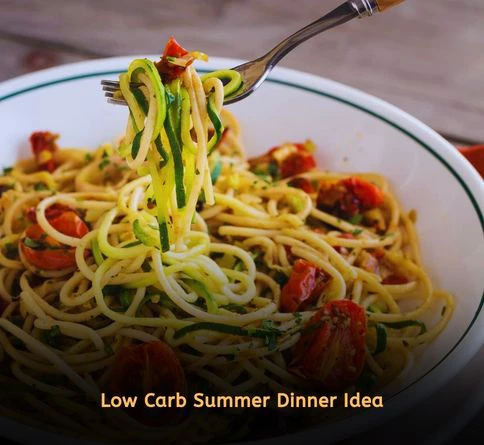 Zucchini noodles aglio e olio with garlic olive oil and parmesan cheese as a light summer dinner recipe