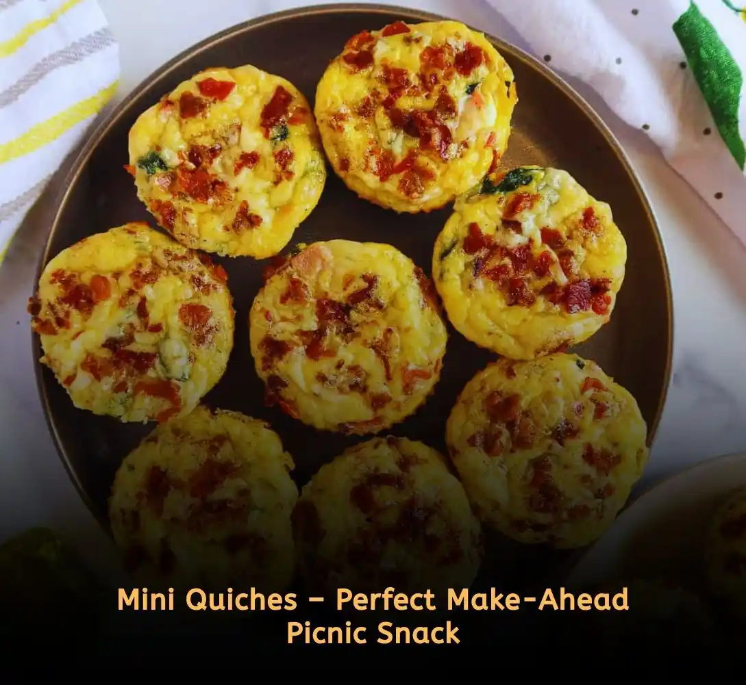 Mini ham and cheese quiches for easy picnic food ideas and brunch outings