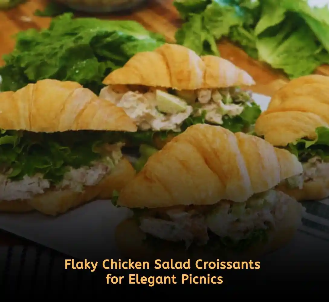 Chicken salad croissants filled with creamy chicken mix for picnic food ideas