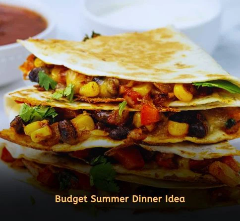 Black bean and corn quesadillas cooked crispy in pan as a cheap summer dinner recipe