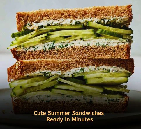 Cucumber and cream cheese tea sandwiches cut into triangles for a light summer snack