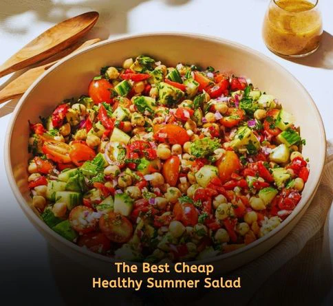 Mediterranean chickpea salad with cucumbers tomatoes feta and lemon dressing