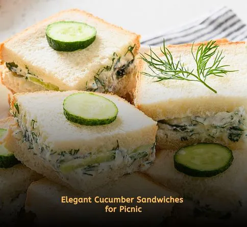Cucumber cream cheese sandwiches cut into triangles