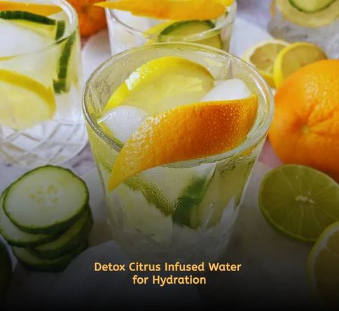 Pitcher of water with lemon lime and orange slices