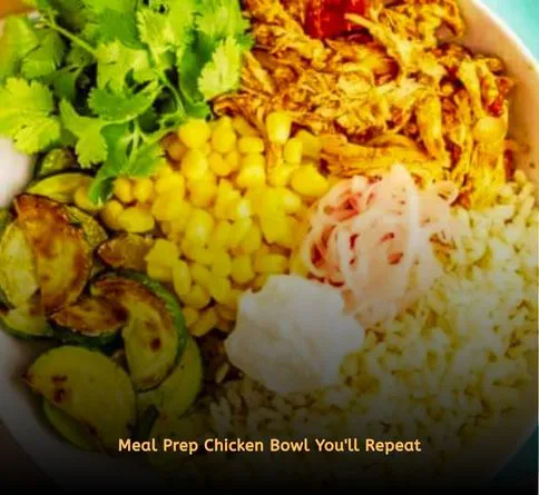 Healthy summer recipes high protein lunch bowls with shredded chicken, farro, tomatoes, and taco seasoning.