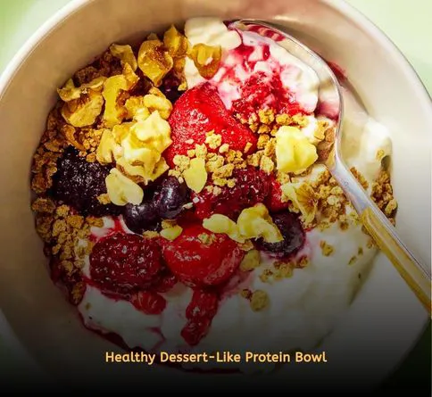Healthy summer recipes high protein lunch bowls with cottage cheese, berries, chia seeds, and honey.
