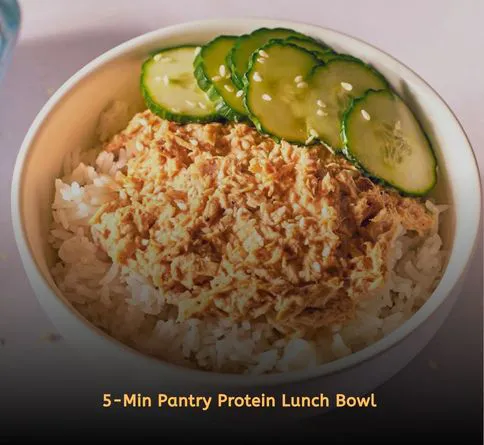 Healthy summer recipes high protein lunch bowls with spicy tuna, rice, nori, and hot sauce.