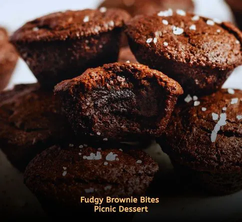 Bite-sized chocolate brownies in container