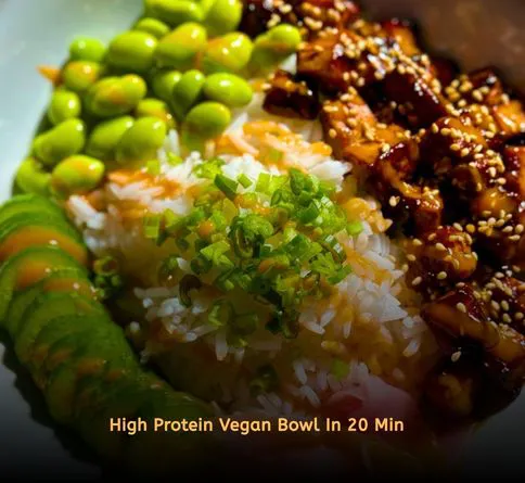 Healthy summer recipes high protein lunch bowls featuring tofu, edamame, spinach, and sesame seeds.