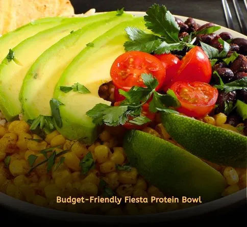 Healthy summer recipes high protein lunch bowls with black beans, corn, brown rice, salsa, and cilantro.