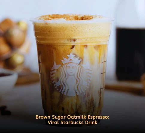 Iced Brown Sugar Oatmilk Shaken Espresso with oat milk, cinnamon, espresso foam, and ice