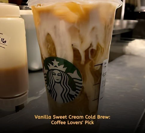 Vanilla Sweet Cream Cold Brew with cascading sweet cream over dark cold brew coffee and ice