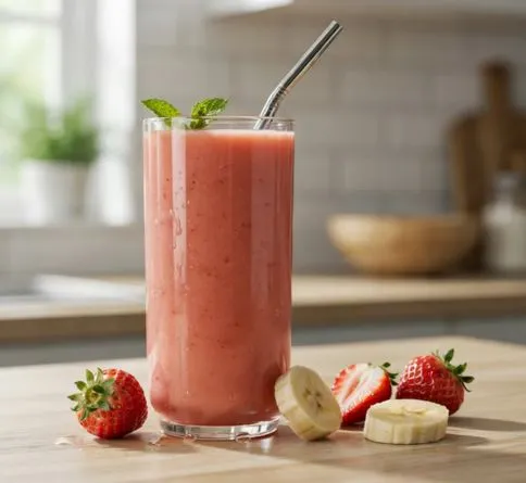 Fruit Smoothies Fresh fruit smoothie in a glass, a quick pre-workout snack for energy