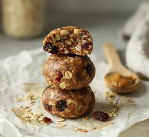 A Homemade Protein Bar or Energy Ball Homemade energy balls with oats and nut butter, a healthy pre-workout snack