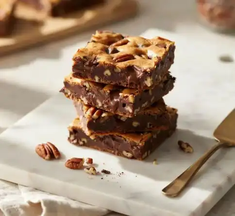 Chewy pecan chocolate chip blondies filled with toasted pecans and gooey chocolate chunks.
