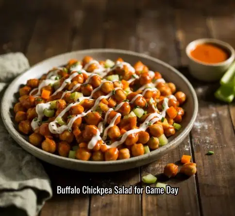 Buffalo chickpea salad with celery carrots and ranch dressing