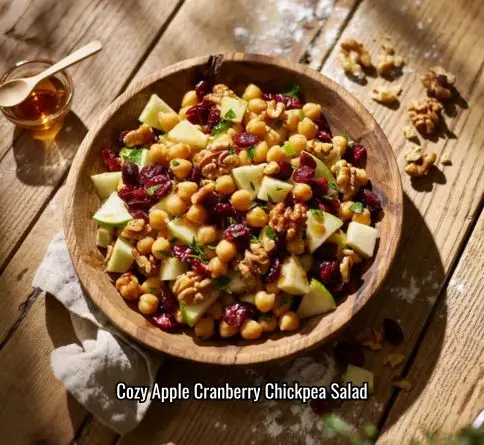 Apple cranberry chickpea salad with walnuts and maple dijon dressing