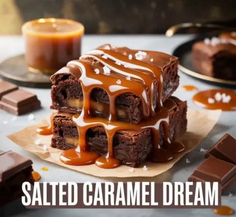Salted caramel brownies with rich chocolate layers, gooey caramel swirls, and flaky sea salt for the perfect sweet and salty dessert.