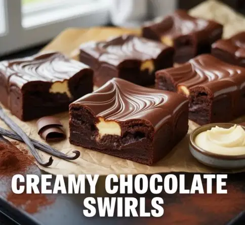 Cream cheese swirl brownies featuring rich chocolate batter and creamy cheesecake swirls baked to perfection.