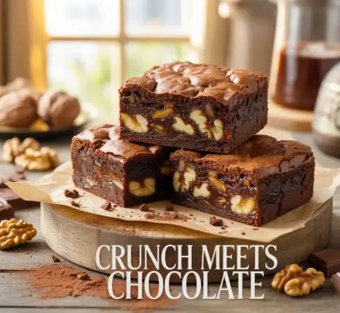 Walnut brownies with toasted crunchy walnuts, crackly chocolate tops, and soft fudgy chocolate centers.